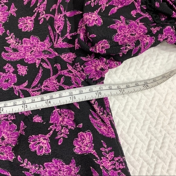 forever 21 Lined Boho Mini Dress Bell Sleeve Floral Purple Size S - Picture 7 of 7